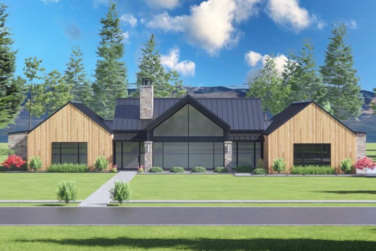 Finely Balanced Modern Farmhouse Plan Under 2900 Square Feet with Vaulted Interior (Floor Plan)