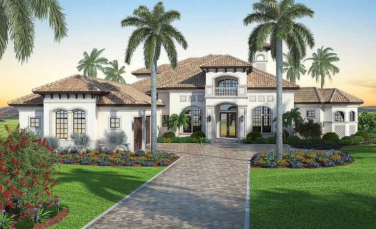 Mediterranean Dream Home Plan with 2 Master Suites (Floor Plan)