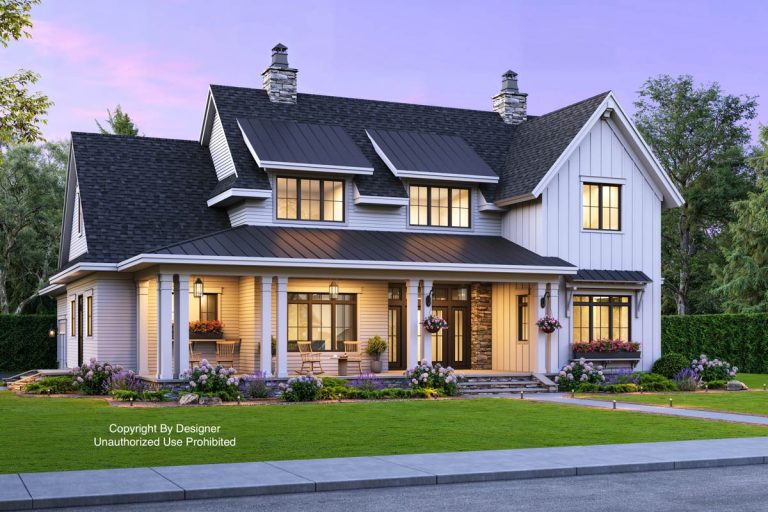 4-Bed New American Farmhouse Plan with First-Floor Master (Floor Plan)