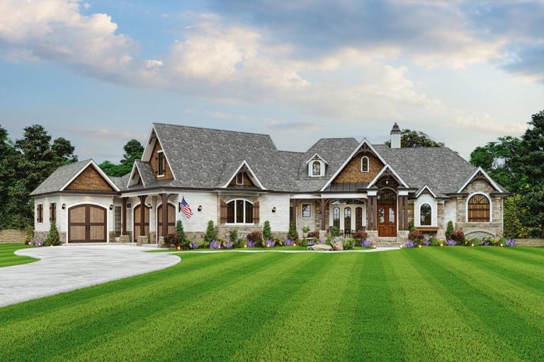 3400  Sq Ft Craftsman House Plan with Optional Upper and Lower Levels (Floor Plan)