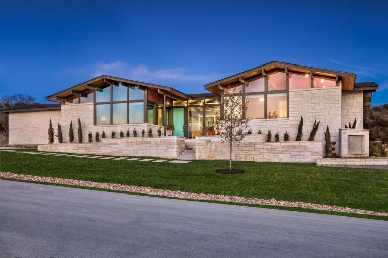 Contemporary Hill Country Ranch Plan with Golf Cart Storage (Floor Plan)