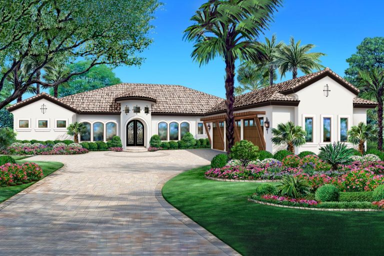 Contemporary Tuscan Inspired House Plan – 3975 Sq Ft (Floor Plan)