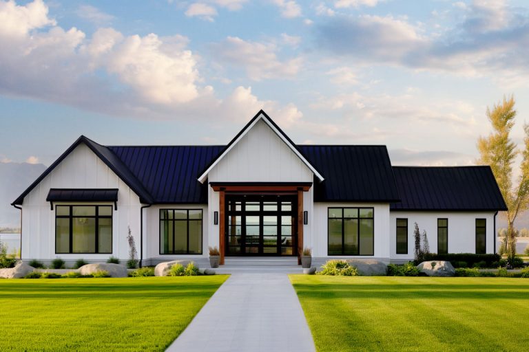 Split Bedroom Modern Ranch House Plan with Vaulted Interior and a Flex Room – 3140 Sq Ft (Floor Plan)
