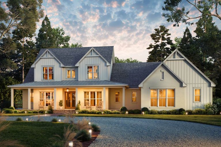 Two-Story Modern Farmhouse with Outdoor Living and 5 Bedrooms (Floor Plan)