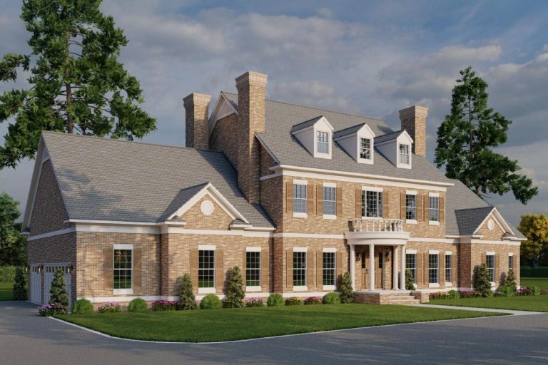 4-Bed Traditional Brick Colonial House Plan with Closed Floor Plan – 4996 Sq Ft (Floor Plan)