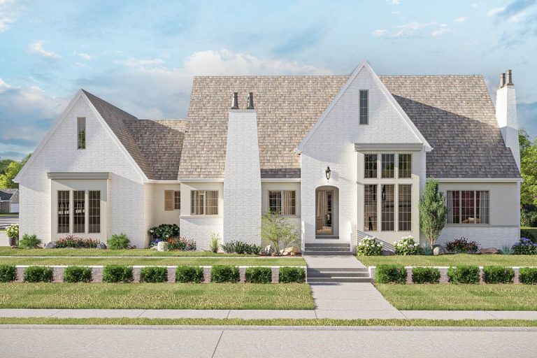 Two-Story Modern Cottage House Plan with Upstairs Loft (Floor Plan)