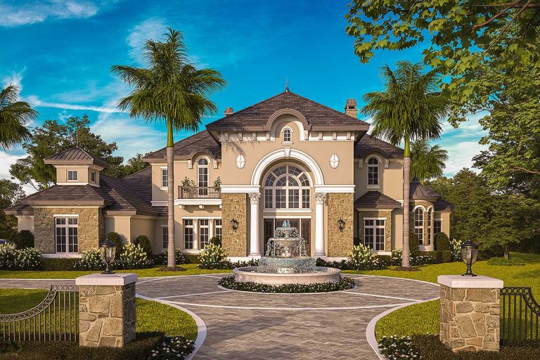 Sensational Florida House Plan with Grand Double Staircases (Floor Plan)