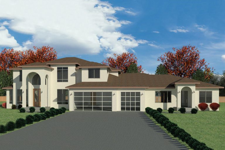 European-style House Plan with 2 Bedroom ADU Attached (Floor Plan)