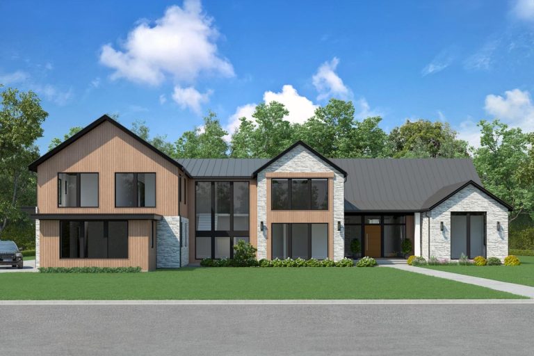 6-Bed Contemporary Farmhouse Plan with Optionally Finished Basement – 8186 Sq Ft (Floor Plan)