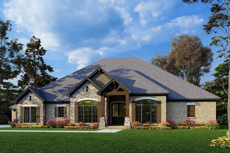 Spacious Rustic Ranch with 4-Car Garage (Floor Plan)