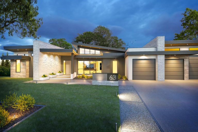 One-Story  Modern House Plan with Angled Garage and Master Retreat (Floor Plan)