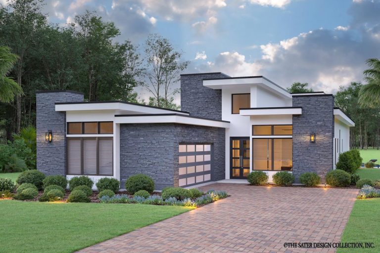 3-Bed Mid-Century Modern House Plan Under 2500 Square Feet with Outdoor Kitchen (Floor Plan)