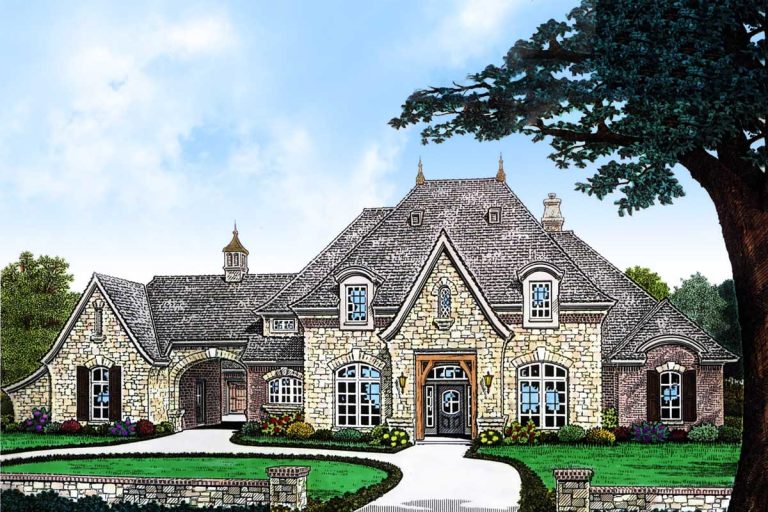 Elegant 4 Bedroom French Country Home Plan (Floor Plan)