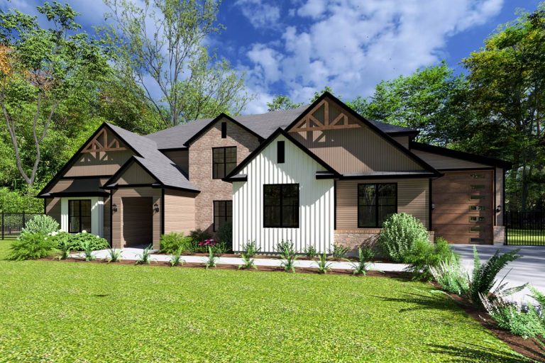 5-Bed New American House Plan with Two-Story Great Room – 4582 Sq Ft (Floor Plan)
