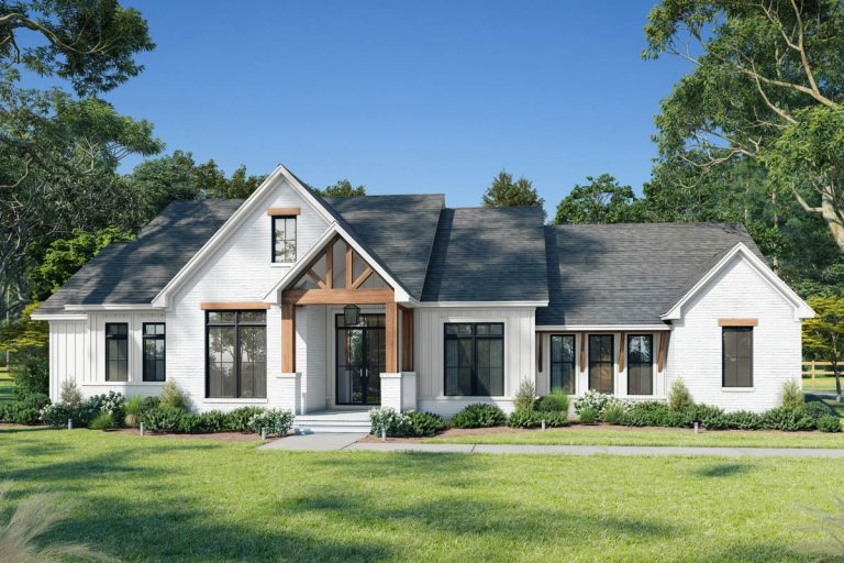 3-Bed New American House Plan with Spacious Rear Porch (Floor Plan)