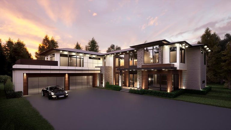 Contemporary 4-Bed Mid-Century Modern House Plan with Rooftop Deck (Floor Plan)