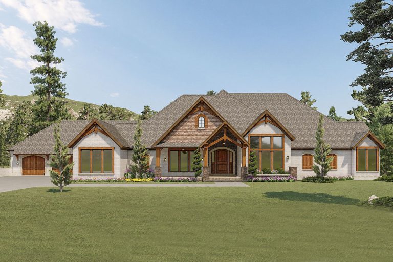 Mountain Craftsman Home Plan with Screened Porch (Floor Plan)