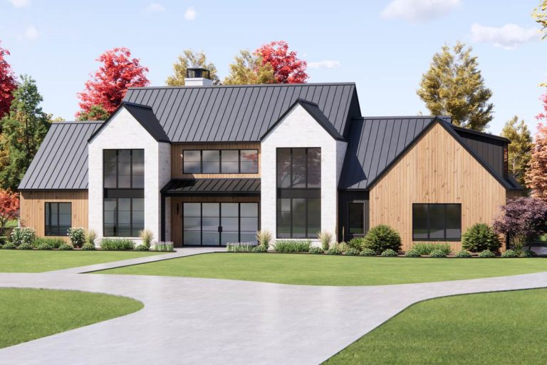 Contemporary Scandinavian House Plan with Bonus Room and Guest Suite (Floor Plan)