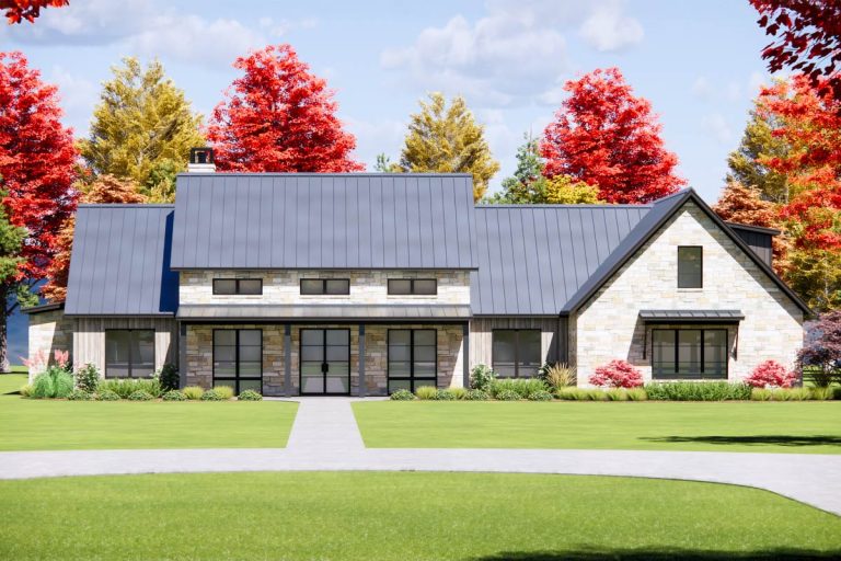 Four-Bedroom Hill Country Farmhouse Plan with Expansive Porches (Floor Plan)