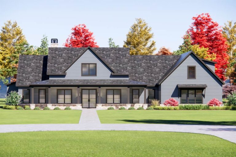 Spacious Modern Farmhouse Plan with Bonus Room and Expansive Porches (Floor Plan)