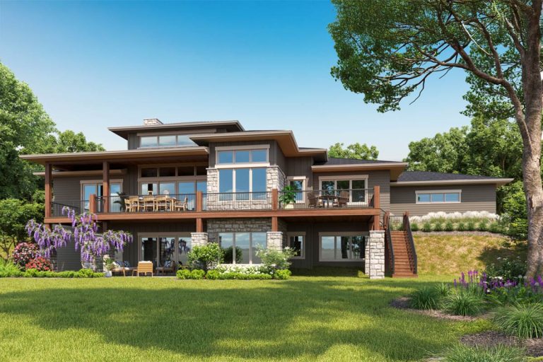 Expansive Mountain House Plan with Home Theater (Floor Plan)
