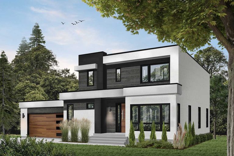 Modern House Plan With Master-Up With Outdoor Balcony (Floor Plan)