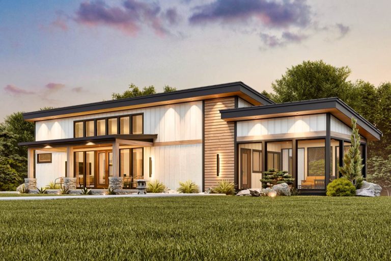 4-Bed Contemporary Barndominium House Plan with Partially Finished Walkout – 3076 Sq Ft (Floor Plan)