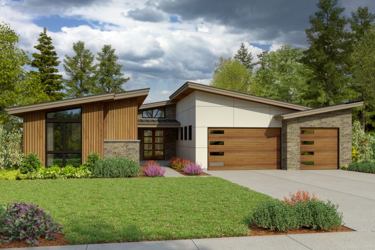 3-Bed Mid Century Modern House Plan with Outdoor Living Room – 2769 Sq. Ft. (Floor Plan)