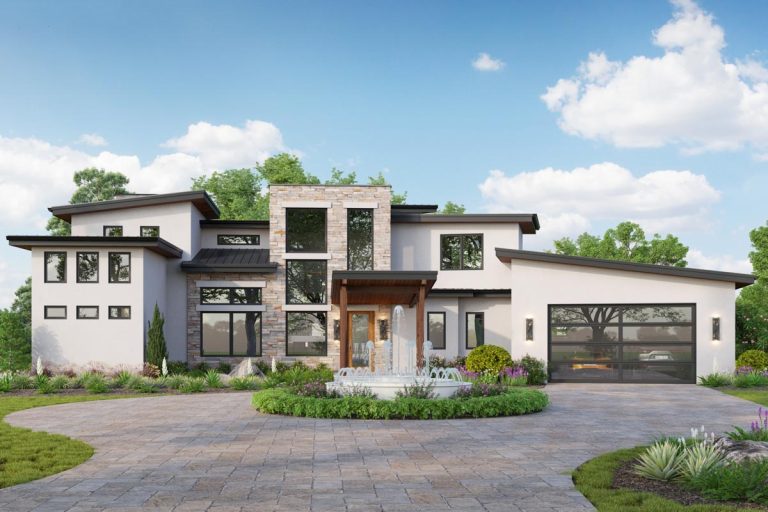 4 Bed Modern House Plan with Home Office and Secret Ladder in Bed 2 (Floor Plan)