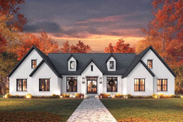5-Bed Contemporary Farmhouse Plan with Home Office – 3215 Sq Ft (Floor Plan)