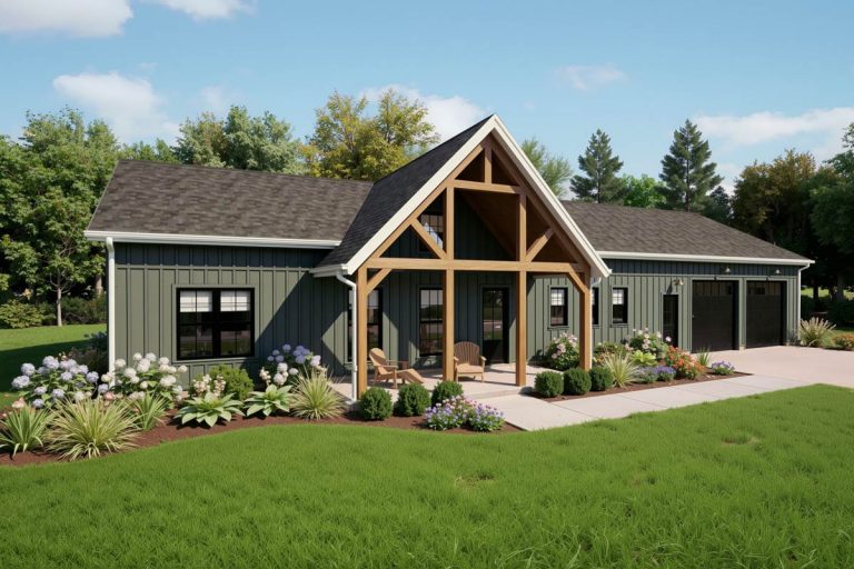 Modern Farmhouse Barndominium House Plan: 4 Beds, 3-Car Garage, Loft (Floor Plan)