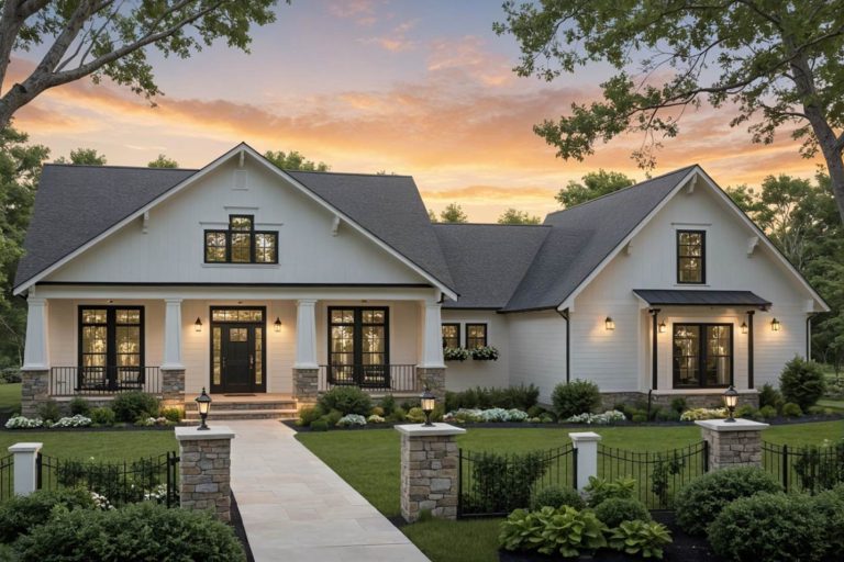 Modern Farmhouse House Plan with 4 Bedrooms and 2-Car Garage (Floor Plan)