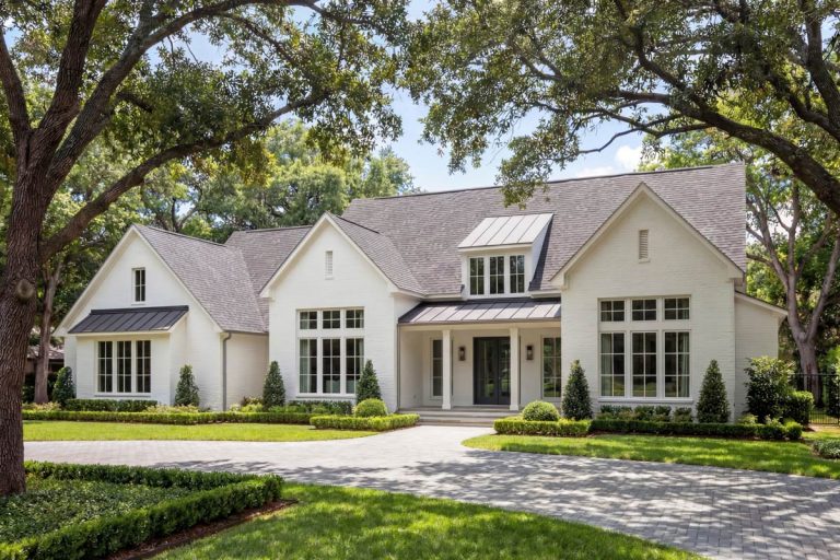 Grand Modern Farmhouse House Plan with Split Bedrooms and Outdoor Kitchen (Floor Plan)