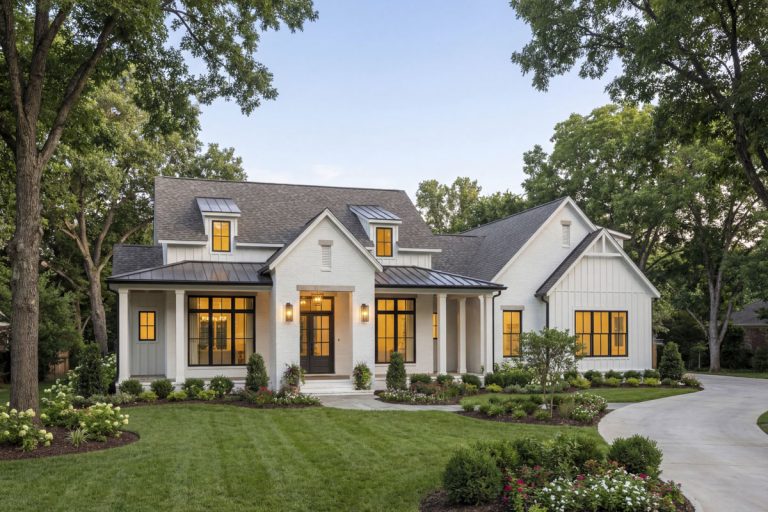 Transitional Southern Farmhouse House Plan with Outdoor Kitchen and Bonus (Floor Plan)