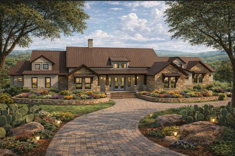 Expansive Hill Country Farmhouse House Plan with 3 Bedrooms and Versatile Spaces (Floor Plan)