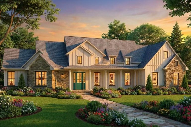 Expansive Modern Farmhouse House Plan with 4 Beds and Outdoor Living (Floor Plan)