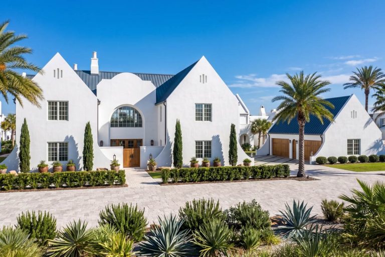 Grand Coastal Contemporary House Plan with 6 Bedrooms and Two-Story Great Room (Floor Plan)