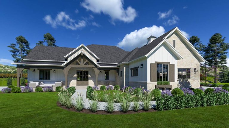 Luxury Contemporary House Plan with Elevator, Sunroom, and 4-Car Garage (Floor Plan)