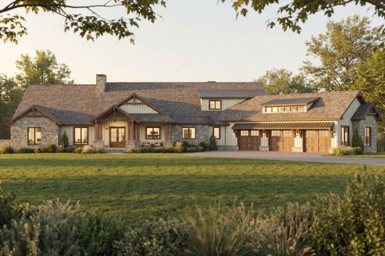 Luxurious Mountain New American House Plan with 4 Beds and 6-Car Garage (Floor Plan)