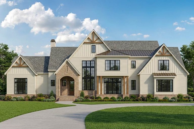 5-Bed European Modern Farmhouse Plan with Scullery and Playroom (Floor Plan)