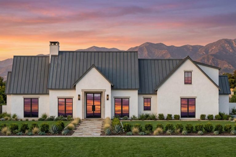 Modern Transitional House Plan with 4 Beds, Home Office, and Bonus Room (Floor Plan)