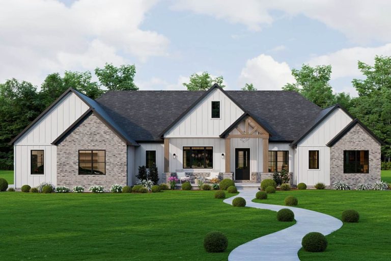 Modern New American House Plan with 2 or 3 Beds and Grand Outdoor Spaces (Floor Plan)