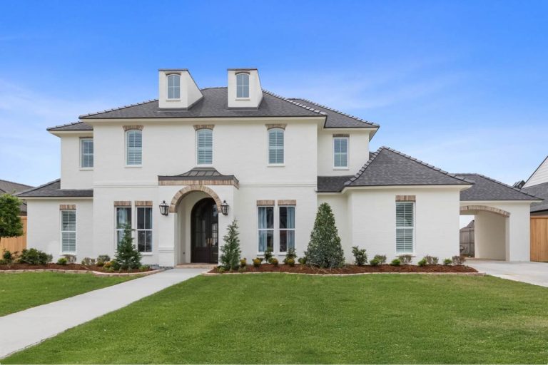 Grand French Country Modern House Plan with Porte Cochere and Luxury Master Suite (Floor Plan)