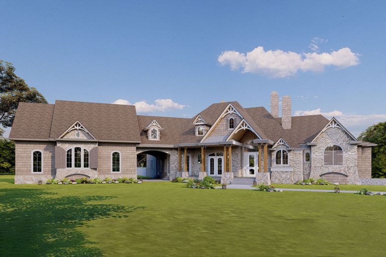 Fairytale French Country Home Plan with Porte Cochere (Floor Plan)