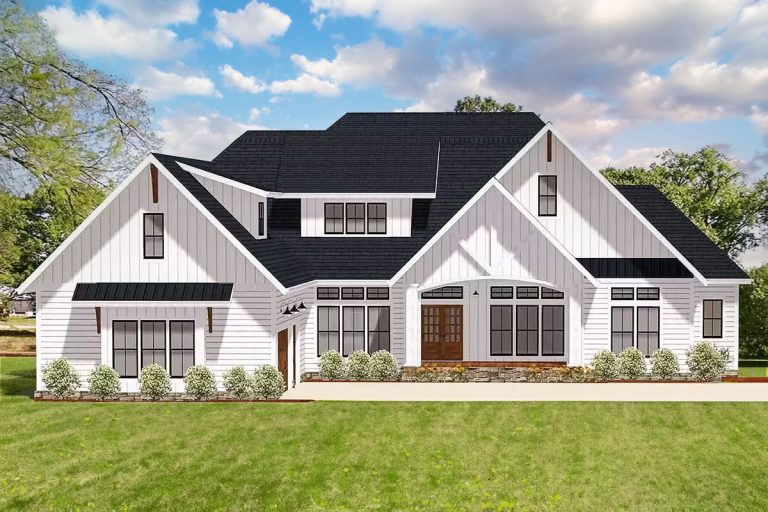 Grand Farmhouse House Plan with Optional Second Floor – 3468 Sq Ft (Floor Plan)