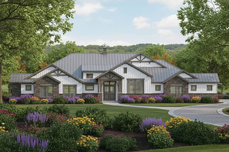 Expansive Modern Hill Country House Plan with 4 Beds and Outdoor Kitchen (Floor Plan)