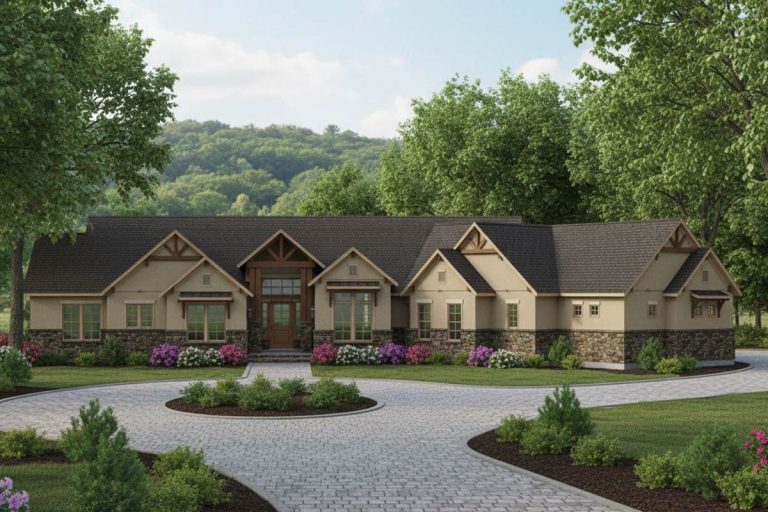 Spacious Craftsman Mountain House Plan with 4 Bedrooms and Game Room (Floor Plan)