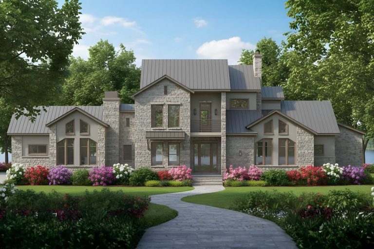 Modern European House Plan with 4 Beds, 5.5 Baths (Floor Plan)