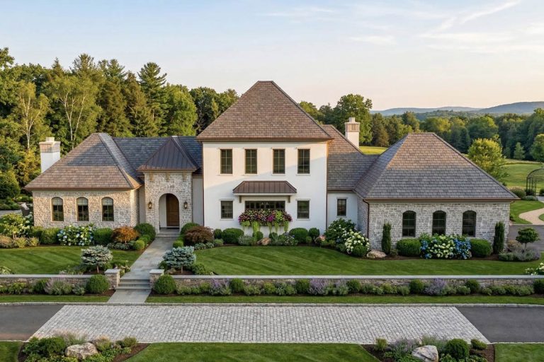 Luxury French Country House Plan with 4 Bedrooms and 3 Car Garage (Floor Plan)