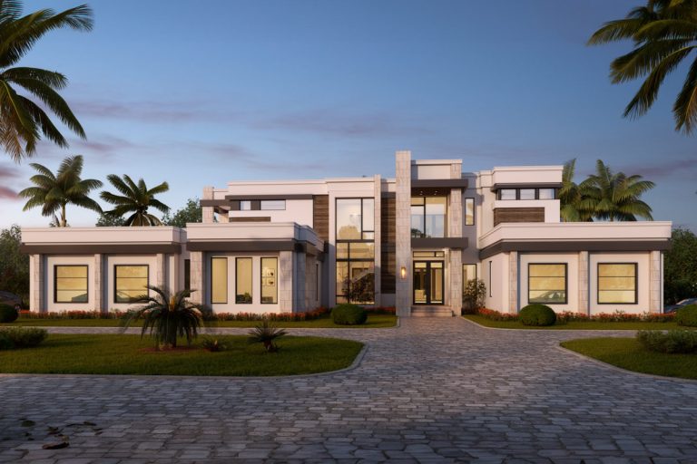 Luxury Coastal Modern House Plan with 6 Bedrooms and Elevator (Floor Plan)